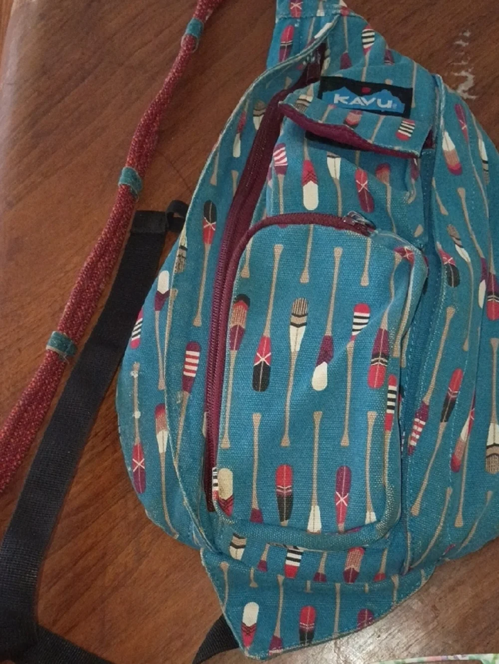 Kavu Teal Sling Bag with Red Dot Logo - Picture 8 of 16